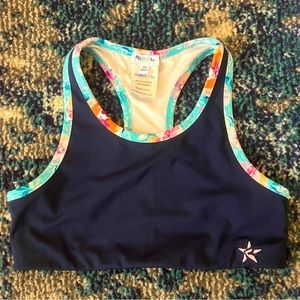 Rebel Athletic YL Navy Floral Sports Bra